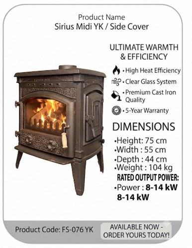 Печь отопительно-варочная Flame Stove Sirius Midi с боковой дверцей